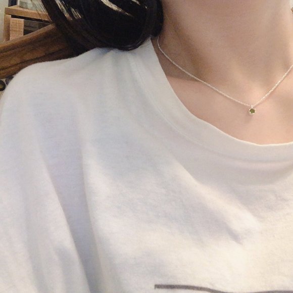 Sterling Silver Olive Green Lab Tourmaline Stone Pendant Necklace - Picture 4 of 10